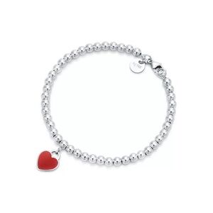 Tiffany Silver Red Heart Charm Bracelet